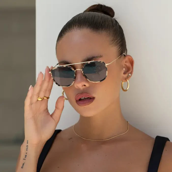 Weston Acetate Round Unisex Sunglasses - Milky Tortoise