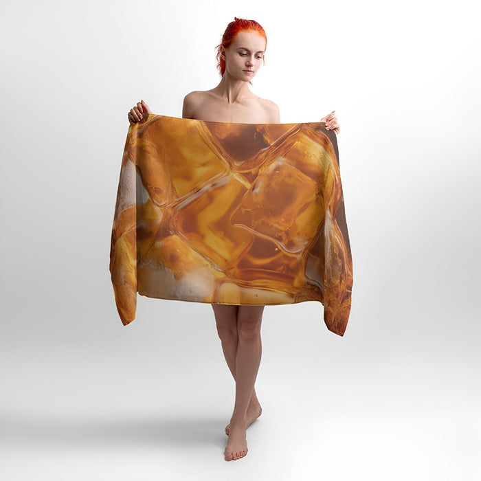 Whiskey with Ice Print - Soft Cotton Terry Bath & Beach Towel