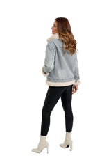 White Fur Trim Denim Jacket