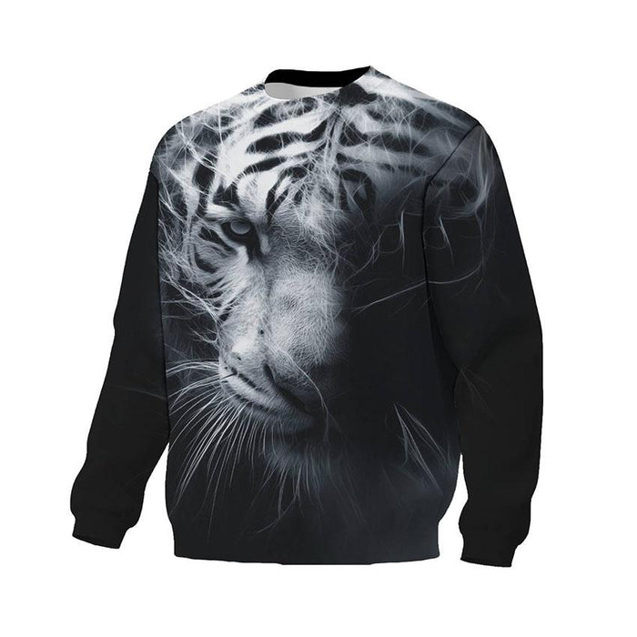White Tiger Predator Print Sweatshirt - Unisex Fleece Crewneck