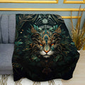 Wild Forest Cat Art Print Plush Fleece Throw Blanket