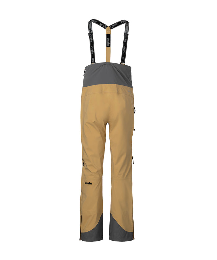 studio image of strafe outerwear 2023 willow 3l shell half bib in dune color