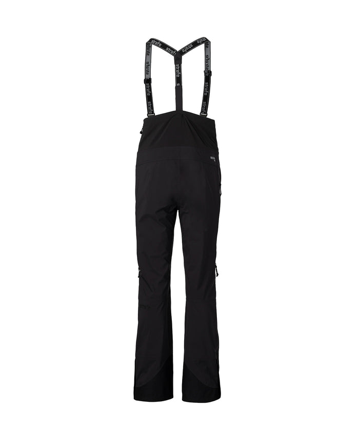 studio image of strafe outerwear 2023 willow 3l shell half bib in black color