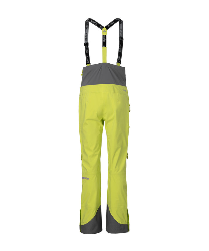 studio image of strafe outerwear 2023 willow 3l shell half bib in citrus color