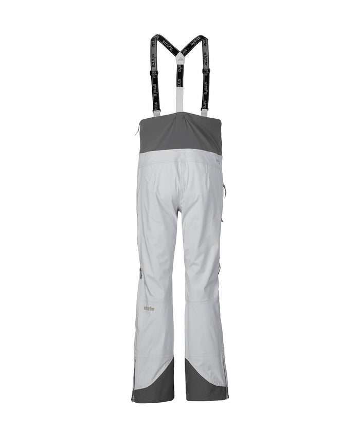 studio image of strafe outerwear 2023 willow 3l shell half bib in frost grey color