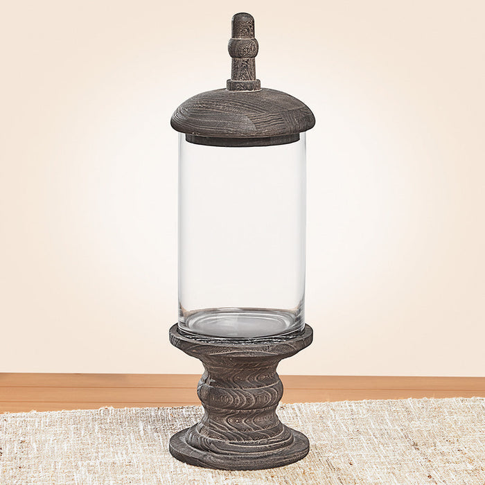 Wooden Pedestal Apothecary Jar