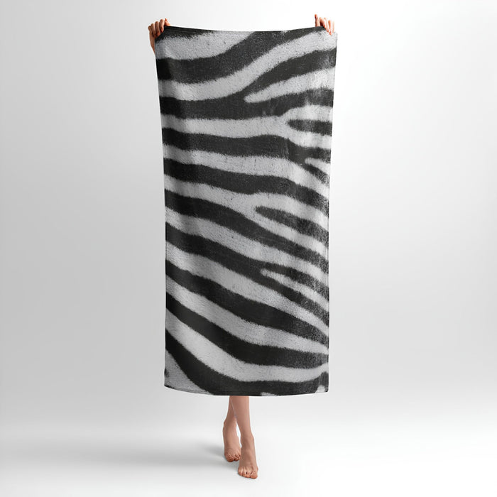 Zebra Pattern Print Towel - Soft Cotton Terry Bath & Beach Towel